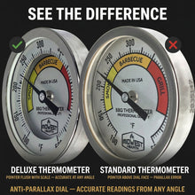 Load image into Gallery viewer, Deluxe BBQ Smoker Thermometer with Calibration - 3" Silver Dial