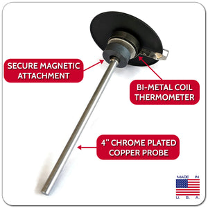 Wood Stove Probe Thermometer for Double Wall Flue Pipe