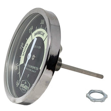 Load image into Gallery viewer, BBQ Smoker Thermometer - 5" Black and Glow Dial