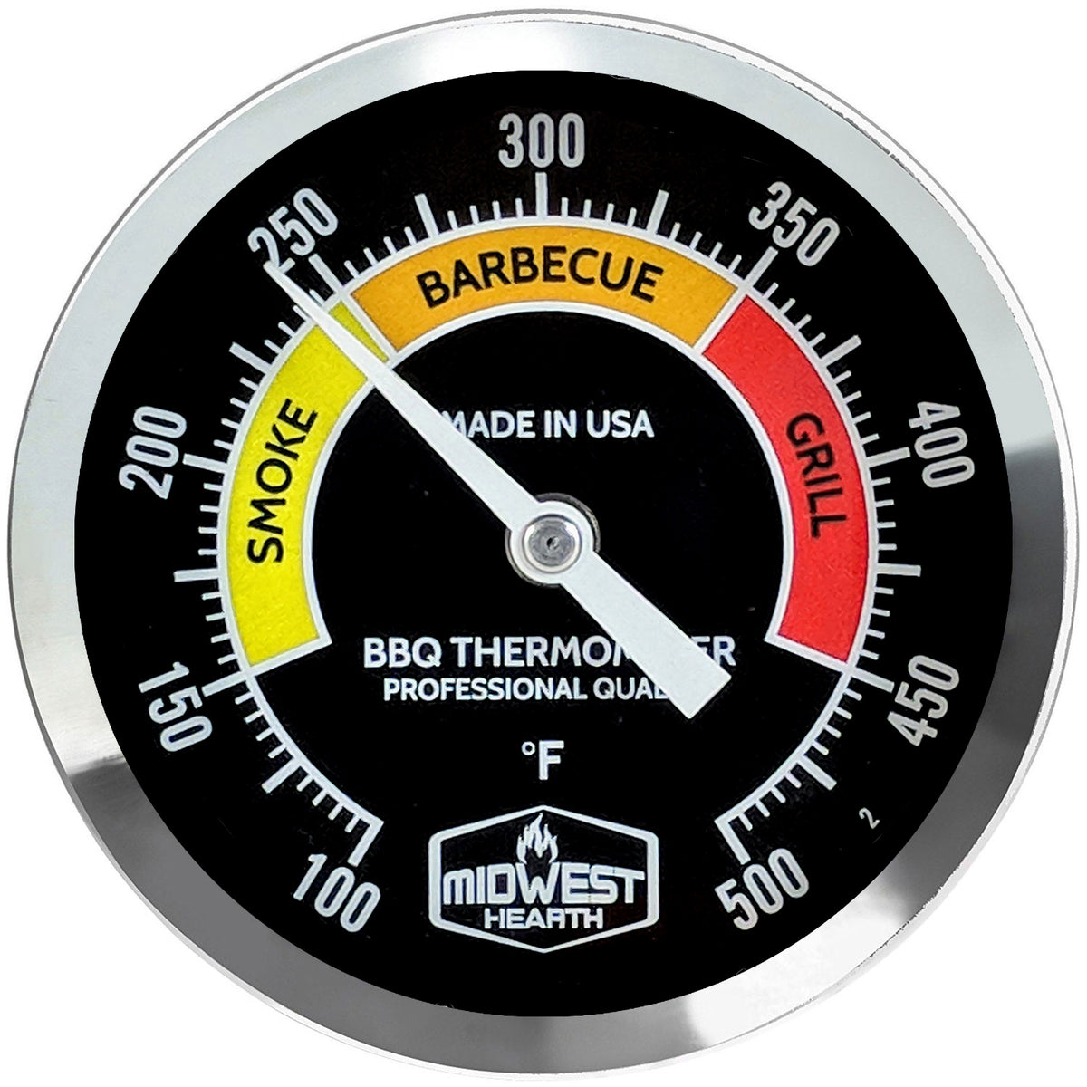 BBQ Smoker Thermometer 5" Black Dial Midwest Hearth