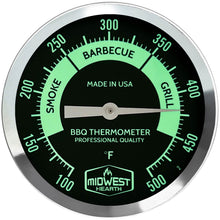 Load image into Gallery viewer, Midwest Hearth BBQ Smoker Thermometer - 3" Black and Glow Dial