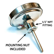 Load image into Gallery viewer, BBQ Smoker Thermometer - 3" Black and Glow Dial