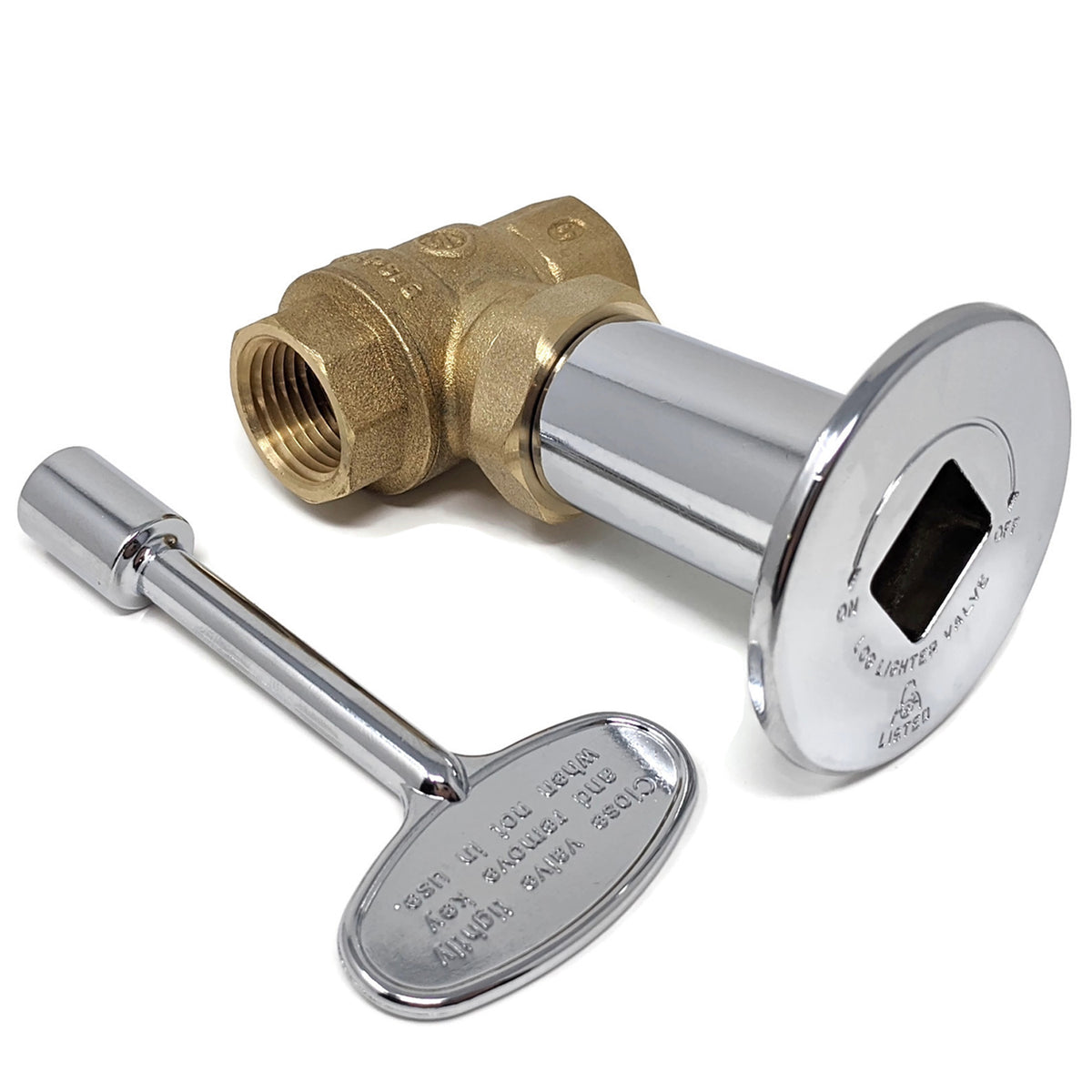 High Capacity Gas Key Valve Kit 1/2" NPT Chrome Midwest Hearth