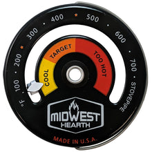 Load image into Gallery viewer, Midwest Hearth Wood Stove Thermometer - Magnetic Chimney Pipe Meter