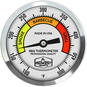 Deluxe BBQ Smoker Thermometer with Calibration - 3" Silver Dial