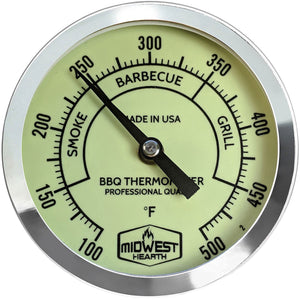 Midwest Hearth BBQ Smoker Thermometer - 3" Glow Dial