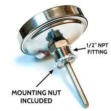 Load image into Gallery viewer, BBQ Smoker Thermometer - 3" Black Dial