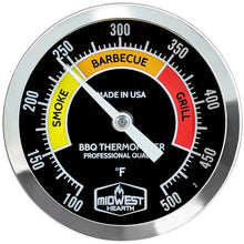 Load image into Gallery viewer, Midwest Hearth BBQ Smoker Thermometer - 3" Black Dial