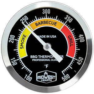 Midwest Hearth BBQ Smoker Thermometer - 3" Black Dial