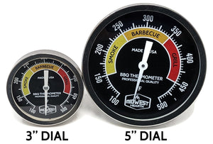 BBQ Smoker Thermometer - 5" Black Dial