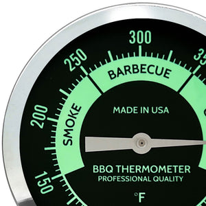 Midwest Hearth BBQ Smoker Thermometer - 5" Black and Glow Dial