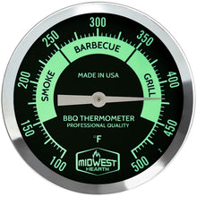 Load image into Gallery viewer, Midwest Hearth BBQ Smoker Thermometer - 3&quot; Black and Glow Dial

