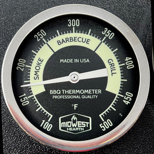 BBQ Smoker Thermometer - 3" Black and Glow Dial