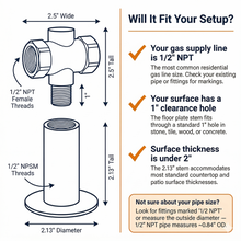 Load image into Gallery viewer, Gas Key Valve Kit 1/2" NPT - Pewter
