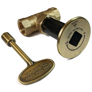 Gas Key Valve Kit 1/2" NPT - Antique Brass