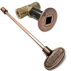 8" Gas Key Valve Kit 1/2" NPT - Antique Copper