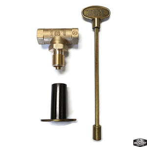 8" Gas Key Valve Kit 1/2" NPT - Antique Brass