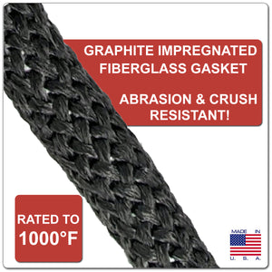 Griddle Gasket for Wood Burning Stoves (5/16" x 52" Rope w/ Armored Jacket)