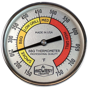 Midwest Hearth Thermometer for Kamado Style Charcoal Grills - 3" Dial