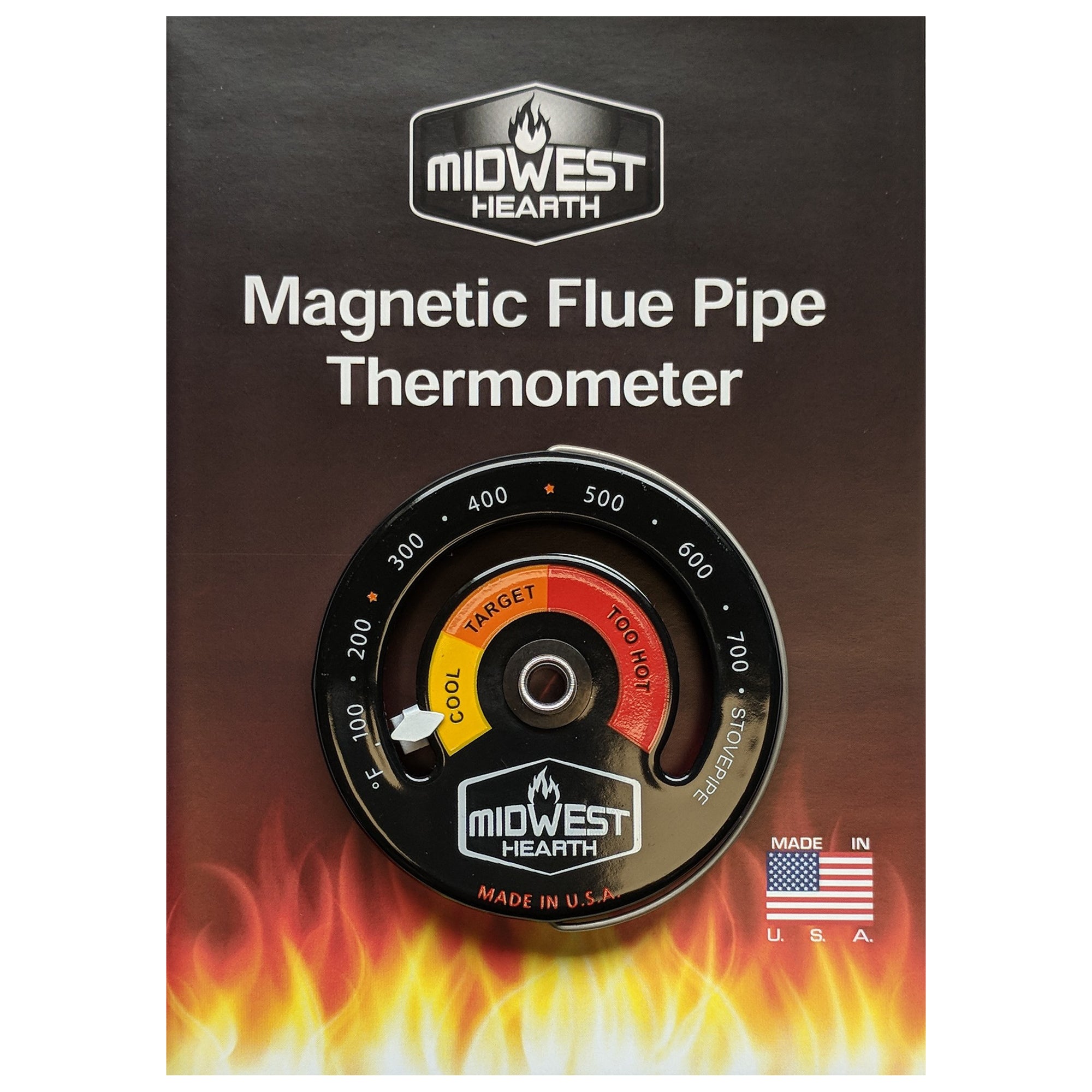 Magnetic Woodstove Pipe Thermometer Fireplace Flue Burner Heat Temperature