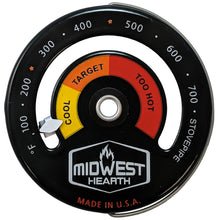 Load image into Gallery viewer, Midwest Hearth Wood Stove Thermometer - Magnetic Chimney Pipe Meter
