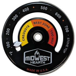 Midwest Hearth Wood Stove Thermometer - Magnetic Stove Top Meter