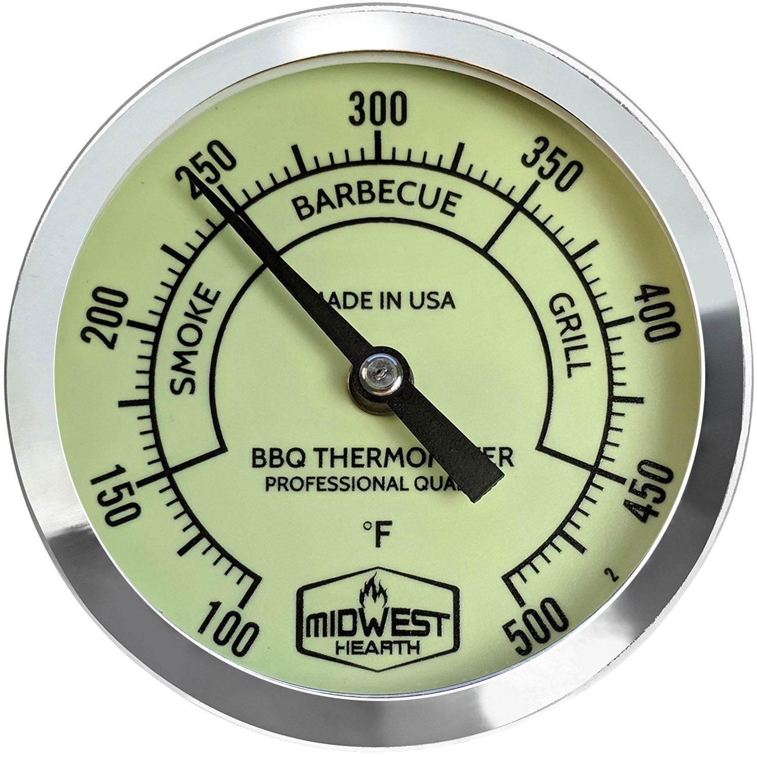 Tel-Tru BQ300 3 Glow Dial Barbecue Thermometer, 2.5 Stem