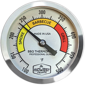 Midwest Hearth BBQ Smoker Thermometer - 3" Silver Dial